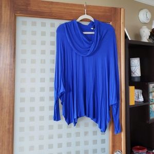 Royal blue colman sleeve transitional top